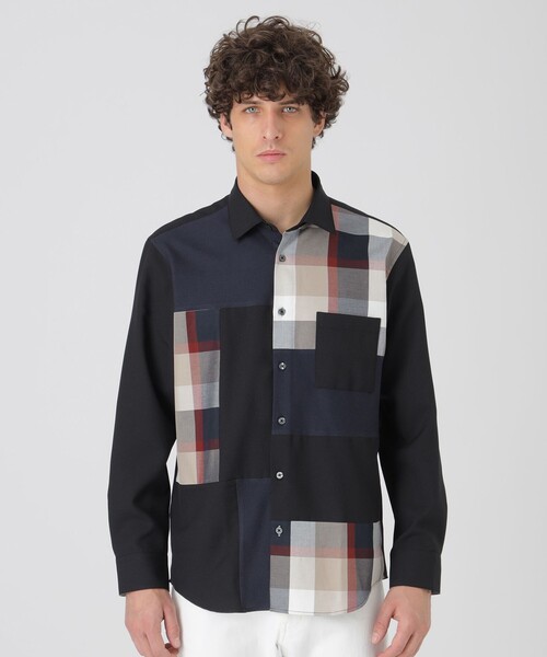 BLACK LABEL CRESTBRIDGE（ブラックレーベル・クレストブリッジ）の「クレスブリッジチェックパッチワークシャツ（シャツ/ブラウス・メンズ・オフホワイト/ブラック・M/L/S/XL）」の2枚目の写真
