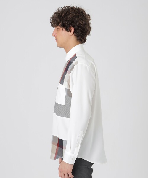 BLACK LABEL CRESTBRIDGE（ブラックレーベル・クレストブリッジ）の「クレスブリッジチェックパッチワークシャツ（シャツ/ブラウス・メンズ・オフホワイト/ブラック・M/L/S/XL）」の4枚目の写真