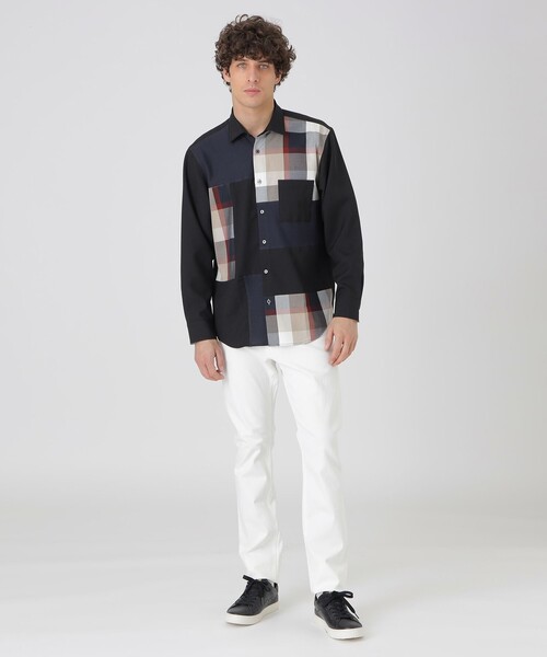 BLACK LABEL CRESTBRIDGE（ブラックレーベル・クレストブリッジ）の「クレスブリッジチェックパッチワークシャツ（シャツ/ブラウス・メンズ・オフホワイト/ブラック・M/L/S/XL）」の8枚目の写真