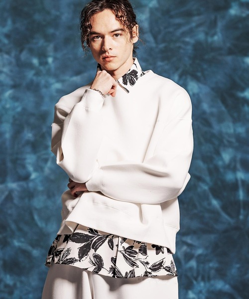 Jih Nunc（ジーヌンク）の「msw1834-ショート丈ポンチ刺繍プルオーバー(JIH-R1149)（スウェット・メンズ・ネイビー/ホワイト/ブラック・L/M/S）」の2枚目の写真