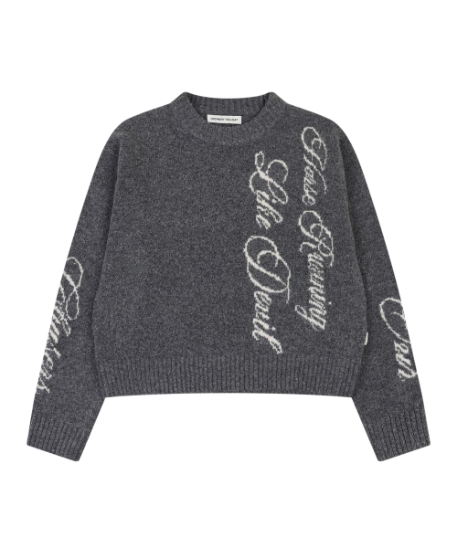 ORDINARY HOLIDAY（オーディナリー ホリデー）の「LETTERING JACQUARD PULLOVER [CHARCOAL]（ニット/セーター・レディース・その他・FREE）」の3枚目の写真