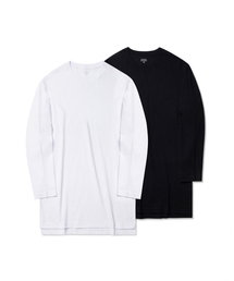 レイヤードクルーネック長袖Tシャツ_ロングキビ2パック