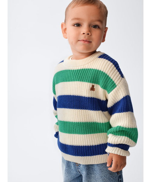 GAP(ギャップ)の「シェーカーステッチ セーター (幼児・ベビー)(ニット/セーター・キッズ・ホワイト×ネイビー/ブルー・95cm/100cm/110cm/90cm/80cm/105cm/70cm)」の2枚目の写真