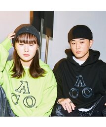 APOSTROPHE COMMA（アポストロフィコンマ）の「ハーフフォールド BKラベルショートビーニー（チャコール）（ニットキャップ/ビーニー）」