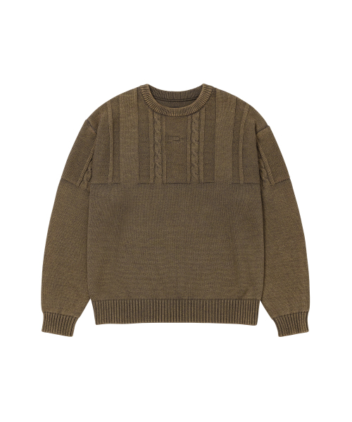 WELLBEING EXPRESS(ウェルビーイングエクスプレス)の「Washed Cable Pullover Khaki Brown(ニット/セーター・レディース・その他・ONE SIZE)」の1枚目の写真
