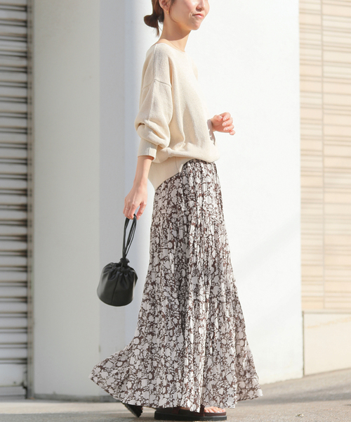 JOURNAL STANDARD relume（ジャーナルスタンダード　レリューム）の「《WEB限定追加 / 新色》コットンボイルクリンクルティアードスカート（柄）（スカート・レディース・サックスブルー/ブラック系その他/グリーン系その他/ブラウン・FREE）」の14枚目の写真