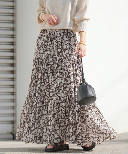 JOURNAL STANDARD relume（ジャーナルスタンダード　レリューム）の「《WEB限定追加 / 新色》コットンボイルクリンクルティアードスカート（柄）（スカート・レディース・サックスブルー/ブラック系その他/グリーン系その他/ブラウン・FREE）」の17枚目の写真
