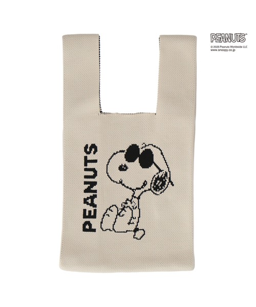 PEANUTS(ピーナッツ)の「PEANUTS ニットバッグ(トートバッグ・レディース・ブラック/アイボリー/カーキ・FREE)」の2枚目の写真