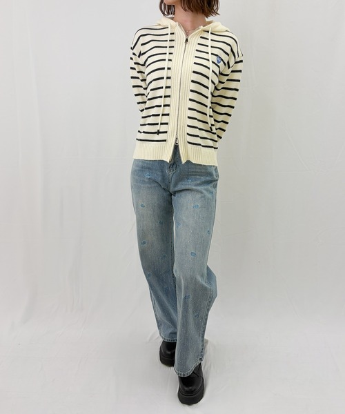 frunco(フランコ)の「【ZOZOTOWN限定】ワンポイントダブルジップニットパーカー(ニット/セーター・レディース・ホワイト/ブラック/アイボリー/グレー・FREE)」の8枚目の写真