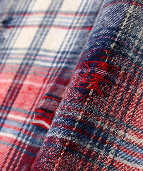 DANKE SCHON(ダンケシェーン)の「【WEB&DEPOT限定】DankeSchon/ダンケシェーン/DAMAGE WORK SHIRTS(シャツ/ブラウス・レディース・レッド/モスグリーン/ネイビー・L/M/XL)」の8枚目の写真