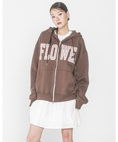 HAVISM(ヘビズム)の「CHECK PATCH FLOWER ZIP UP HOOD(BROWN)(パーカー・レディース・その他・ONE SIZE)」の3枚目の写真