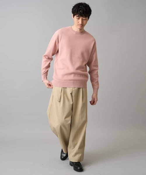 a.v.v（アーヴェヴェ）の「【洗濯機で洗える】タックメッシュクルーネックニット（ニット/セーター・メンズ・ピンク/ホワイト/ミント・46/48）」の7枚目の写真