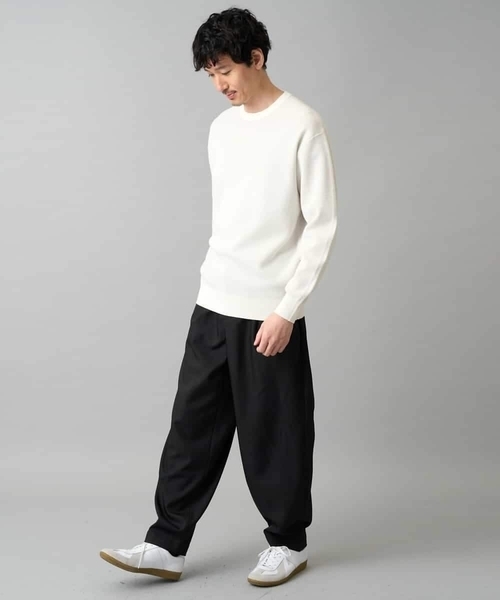 a.v.v（アーヴェヴェ）の「【洗濯機で洗える】タックメッシュクルーネックニット（ニット/セーター・メンズ・ピンク/ホワイト/ミント・46/48）」の12枚目の写真