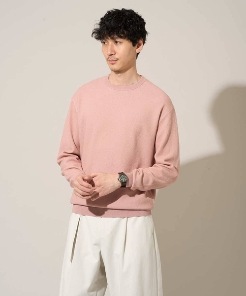 a.v.v(アーヴェヴェ)の「軽やかに着れる春夏ニット 【洗濯機で洗える】タックメッシュクルーネックニット(ニット/セーター・メンズ・ピンク/ホワイト/ミント・46/48)」の12枚目の写真