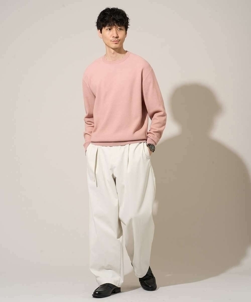 a.v.v(アーヴェヴェ)の「軽やかに着れる春夏ニット 【洗濯機で洗える】タックメッシュクルーネックニット(ニット/セーター・メンズ・ピンク/ホワイト/ミント・46/48)」の10枚目の写真