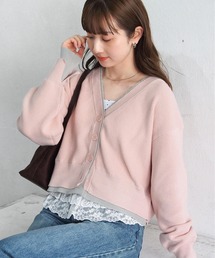 tiptop | 畦編配色Vネックショートカーディガン(カーディガン/ボレロ)