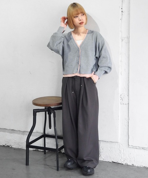 tiptop（ティップトップ）の「畦編配色Vネックショートカーディガン（カーディガン/ボレロ・レディース・グレー/チャコールグレー/アイボリー/ピンク・FREE）」の20枚目の写真