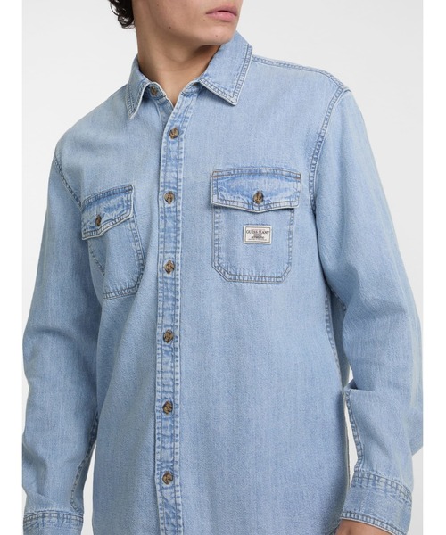 GUESS JEANS（ゲスジーンズ）の「GUESS JEANS Regular Long Sleeves Denim Shirt 長袖シャツ（シャツ/ブラウス・メンズ・ライトインディゴブルー・X-LARGE/LARGE/MEDIUM/SMALL）」の7枚目の写真