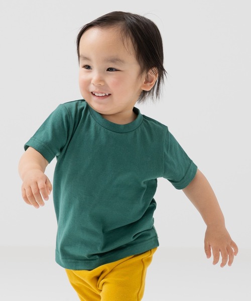 chil2(チルツー)の「綿100% 無地 半袖Tシャツ(Tシャツ/カットソー・キッズ・ブラック/スモークピンク/チャコールグレー/クリーム/ブルー/ミント/ネイビー/イエロー/ホワイト/レッド/カーキ/ベージュ/ブラウン/オートミール/グレイッシュブルー/オレンジ/ラベンダー/サックスブルー/ライトイエロー/グリーン・80cm/90cm/100cm/110cm/120cm/130cm/140cm/150cm/160cm)」の9枚目の写真