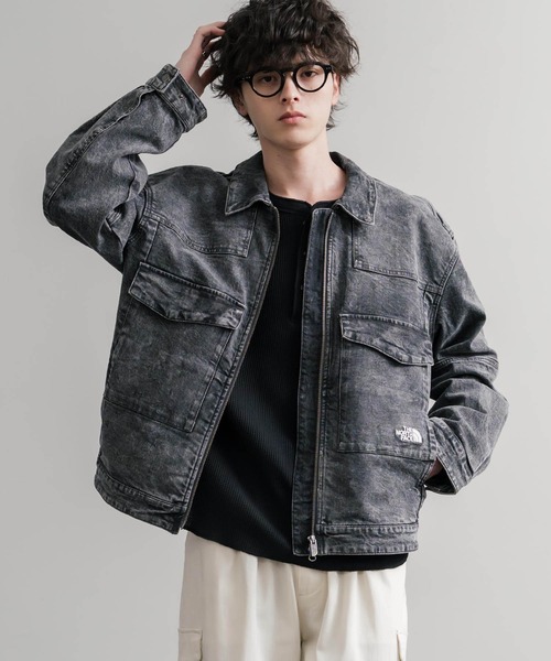 THE NORTH FACE(ザノースフェイス)の「日本未展開モデル WHITE LABEL THE NORTH FACE DENIM TRUCKER JACKET ワンポイントロゴ刺繍ワークデニムジャケット(デニムジャケット・メンズ・グレー/ライトブルー・L/XL/M)」の1枚目の写真