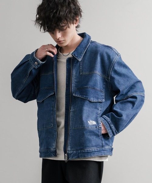 THE NORTH FACE(ザノースフェイス)の「日本未展開モデル WHITE LABEL THE NORTH FACE DENIM TRUCKER JACKET ワンポイントロゴ刺繍ワークデニムジャケット(デニムジャケット・メンズ・グレー/ライトブルー・L/XL/M)」の2枚目の写真