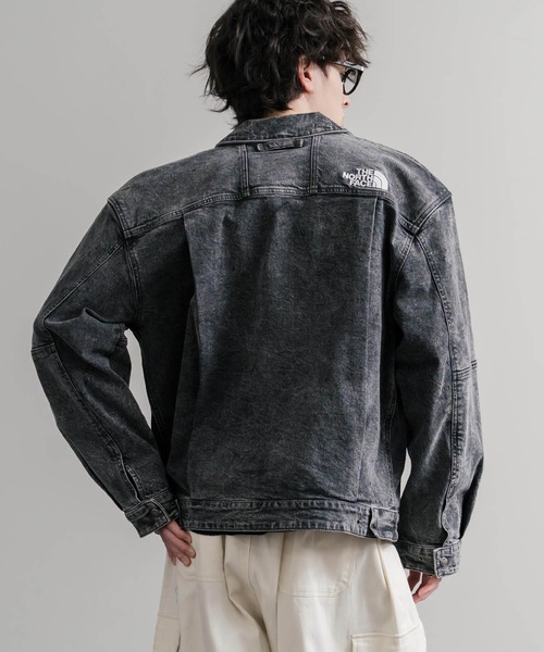 THE NORTH FACE(ザノースフェイス)の「日本未展開モデル WHITE LABEL THE NORTH FACE DENIM TRUCKER JACKET ワンポイントロゴ刺繍ワークデニムジャケット(デニムジャケット・メンズ・グレー/ライトブルー・L/XL/M)」の4枚目の写真