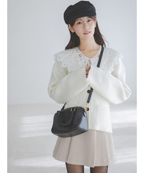 SNIDEL(スナイデル)の「バテンレースカラーニットカーディガン(カーディガン/ボレロ・レディース・グレー/オフホワイト/その他・F)」の4枚目の写真