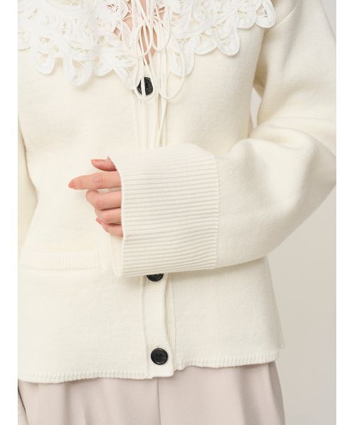 SNIDEL(スナイデル)の「バテンレースカラーニットカーディガン(カーディガン/ボレロ・レディース・グレー/オフホワイト/その他・F)」の11枚目の写真
