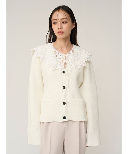 SNIDEL(スナイデル)の「バテンレースカラーニットカーディガン(カーディガン/ボレロ・レディース・グレー/オフホワイト/その他・F)」の17枚目の写真
