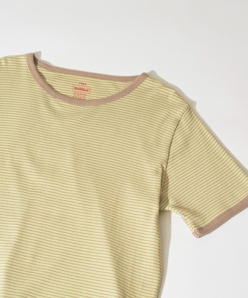 Healthknit(ヘルスニット)の「【Healthknit】26SS Tubular Rib S/S Border Tee HR26S-L302(Tシャツ/カットソー・レディース・ライトベージュ/サックスブルー/ライム・FREE)」の3枚目の写真