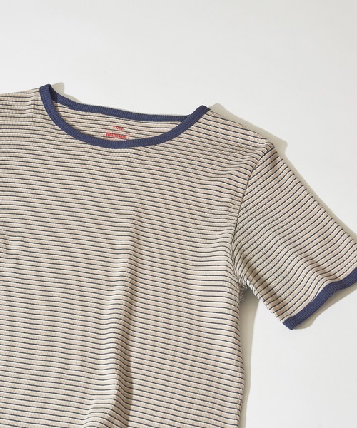 Healthknit(ヘルスニット)の「【Healthknit】26SS Tubular Rib S/S Border Tee HR26S-L302(Tシャツ/カットソー・レディース・ライトベージュ/サックスブルー/ライム・FREE)」の2枚目の写真
