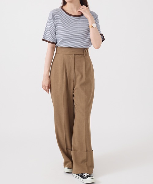 Healthknit(ヘルスニット)の「【Healthknit】26SS Tubular Rib S/S Border Tee HR26S-L302(Tシャツ/カットソー・レディース・ライトベージュ/サックスブルー/ライム・FREE)」の15枚目の写真