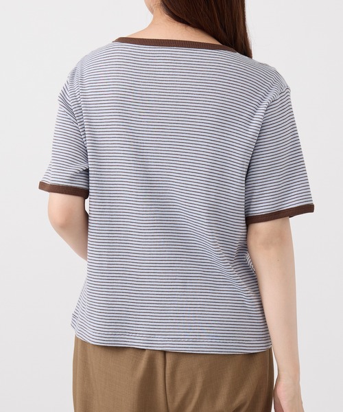 Healthknit(ヘルスニット)の「【Healthknit】26SS Tubular Rib S/S Border Tee HR26S-L302(Tシャツ/カットソー・レディース・ライトベージュ/サックスブルー/ライム・FREE)」の13枚目の写真