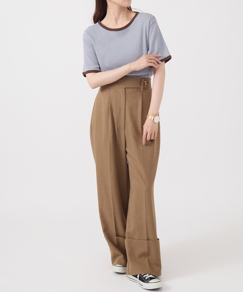 Healthknit(ヘルスニット)の「【Healthknit】26SS Tubular Rib S/S Border Tee HR26S-L302(Tシャツ/カットソー・レディース・ライトベージュ/サックスブルー/ライム・FREE)」の14枚目の写真