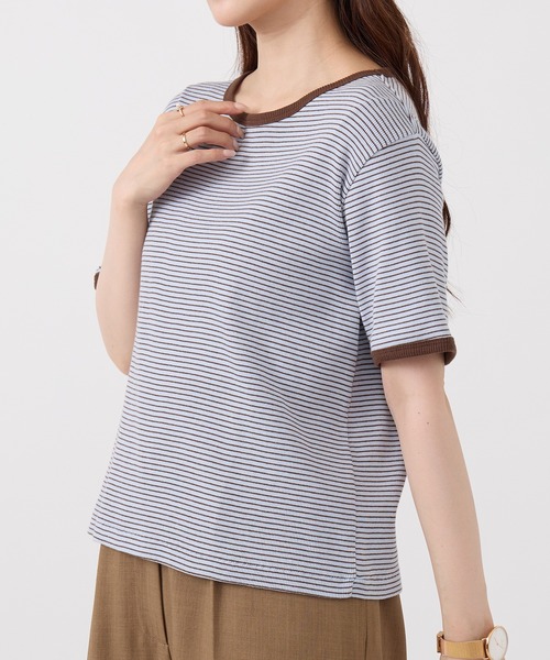 Healthknit(ヘルスニット)の「【Healthknit】26SS Tubular Rib S/S Border Tee HR26S-L302(Tシャツ/カットソー・レディース・ライトベージュ/サックスブルー/ライム・FREE)」の10枚目の写真
