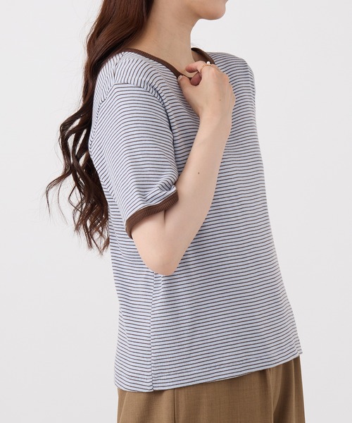 Healthknit(ヘルスニット)の「【Healthknit】26SS Tubular Rib S/S Border Tee HR26S-L302(Tシャツ/カットソー・レディース・ライトベージュ/サックスブルー/ライム・FREE)」の11枚目の写真