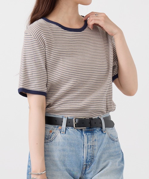 Healthknit(ヘルスニット)の「【Healthknit】26SS Tubular Rib S/S Border Tee HR26S-L302(Tシャツ/カットソー・レディース・ライトベージュ/サックスブルー/ライム・FREE)」の18枚目の写真