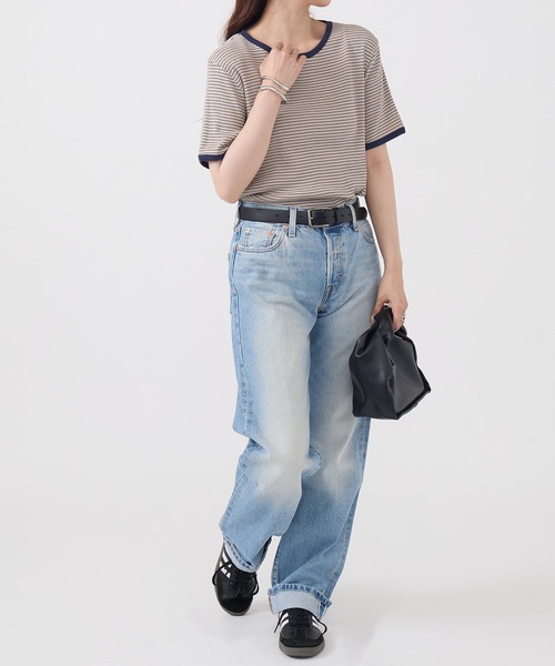 Healthknit(ヘルスニット)の「【Healthknit】26SS Tubular Rib S/S Border Tee HR26S-L302(Tシャツ/カットソー・レディース・ライトベージュ/サックスブルー/ライム・FREE)」の19枚目の写真