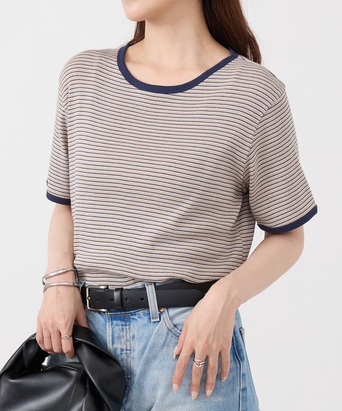 Healthknit(ヘルスニット)の「【Healthknit】26SS Tubular Rib S/S Border Tee HR26S-L302(Tシャツ/カットソー・レディース・ライトベージュ/サックスブルー/ライム・FREE)」の17枚目の写真