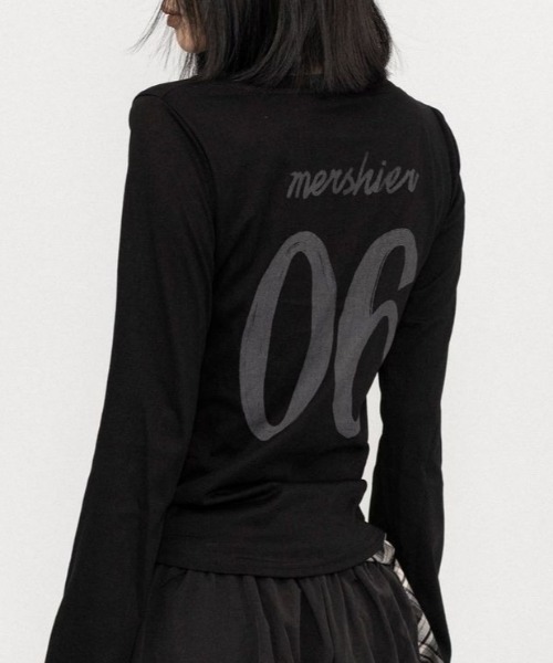 Vipoa(ヴィポア)の「Y2Kデザインヘンリーネックカットソー(Tシャツ/カットソー・レディース・ブラック/ライトグレー・FREE)」の6枚目の写真
