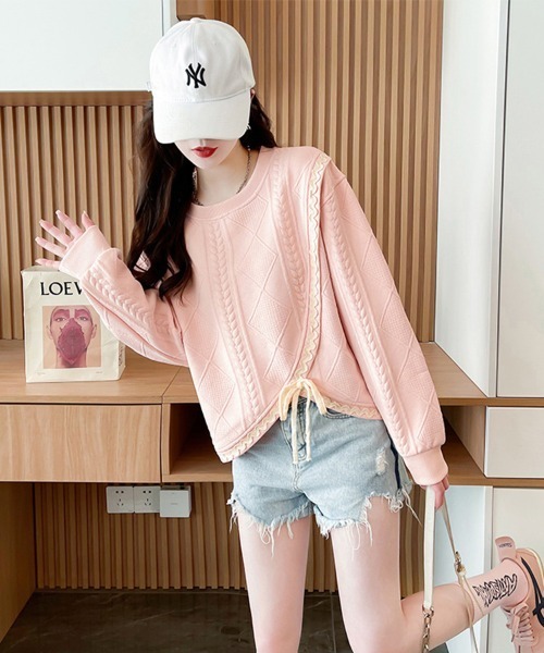 Flugge(フラッジー)の「編みデザインプルオーバー(その他トップス・レディース・アイボリー/ピンク・MEDIUM/LARGE)」の2枚目の写真