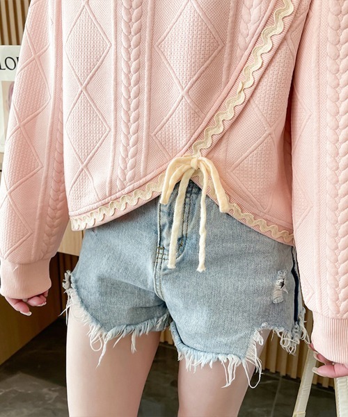 Flugge(フラッジー)の「編みデザインプルオーバー(その他トップス・レディース・アイボリー/ピンク・MEDIUM/LARGE)」の4枚目の写真