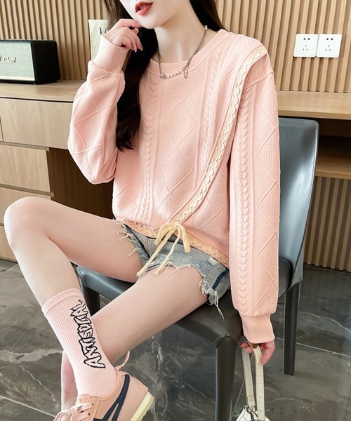 Flugge(フラッジー)の「編みデザインプルオーバー(その他トップス・レディース・アイボリー/ピンク・MEDIUM/LARGE)」の9枚目の写真