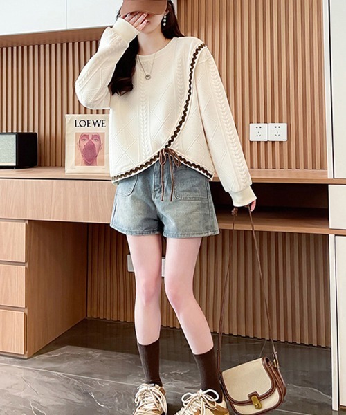 Flugge(フラッジー)の「編みデザインプルオーバー(その他トップス・レディース・アイボリー/ピンク・MEDIUM/LARGE)」の16枚目の写真