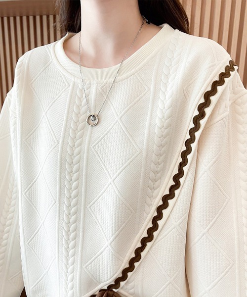 Flugge(フラッジー)の「編みデザインプルオーバー(その他トップス・レディース・アイボリー/ピンク・MEDIUM/LARGE)」の20枚目の写真