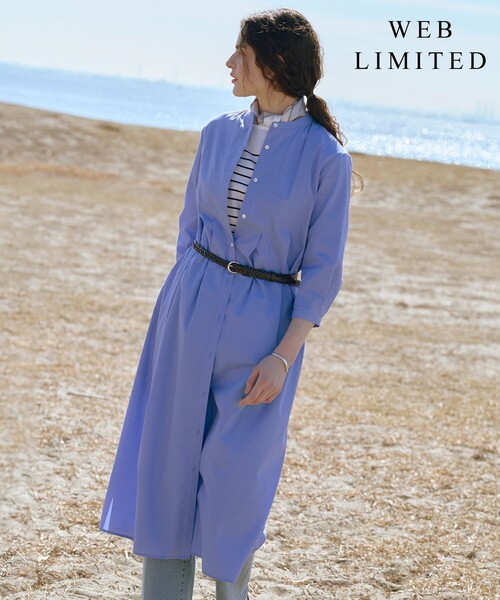J.PRESS(ジェイプレス)の「【WEB限定】SOFT TC ストレッチ シャツ ワンピース(ワンピース・レディース・ブルー系・11/9)」の1枚目の写真