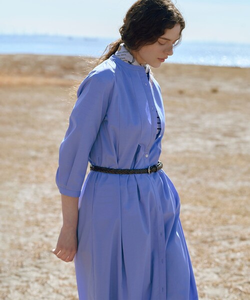 J.PRESS(ジェイプレス)の「【WEB限定】SOFT TC ストレッチ シャツ ワンピース(ワンピース・レディース・ブルー系・11/9)」の3枚目の写真