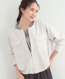 SHOO・LA・RUE | 【S-LL】サッと羽織れてきれい見え フラップポケット ノーカラーブルゾン(ブルゾン)