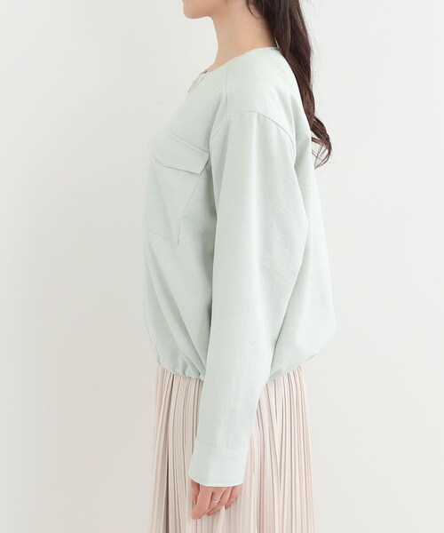 SHOO・LA・RUE（シューラルー）の「【S-LL】サッと羽織れてきれい見え　フラップポケット ノーカラーブルゾン（ブルゾン・レディース・グリーン系/アイボリー/ネイビー・01/02/03/04）」の13枚目の写真