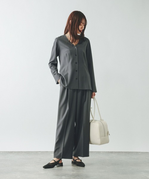 GLOBAL WORK（グローバルワーク）の「シャツカーディガン＊パンツセット/646704（カーディガン/ボレロ・レディース・グレー/チャコールグレー・MEDIUM/LARGE）」の10枚目の写真
